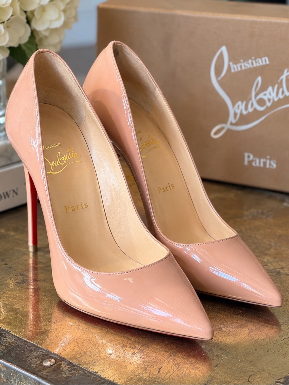 Christian Louboutin Patent Leather Nude Pumps size 40